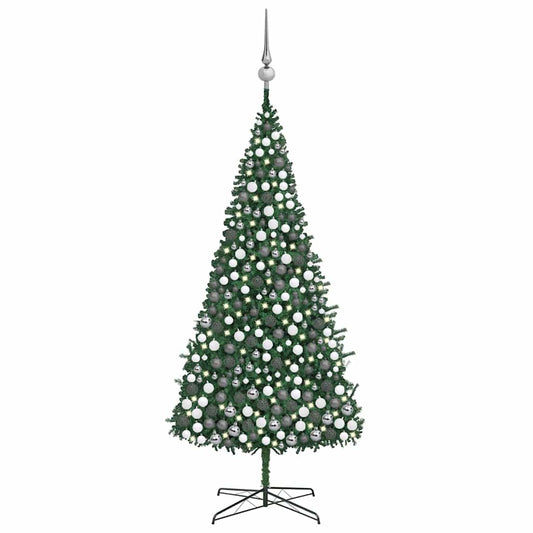 Artificial Pre-lit Christmas Tree with Ball Set LEDs 157.5" Green