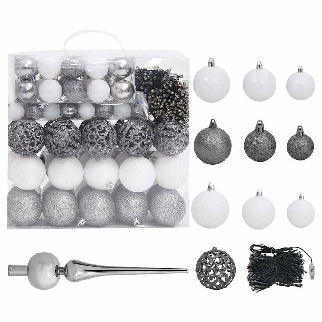 Artificial Pre-lit Christmas Tree with Ball Set LEDs 157.5" Green