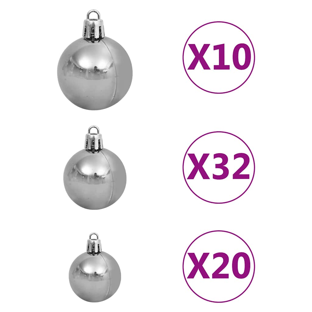 Artificial Pre-lit Christmas Tree with Ball Set LEDs 157.5" Green