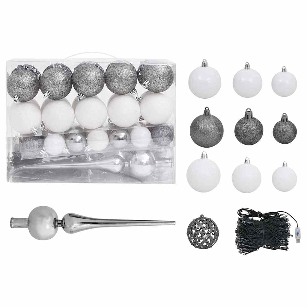 Slim Artificial Pre-lit Christmas Tree with Ball Set Green 94.5