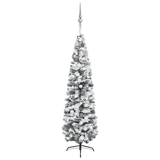 Slim Artificial Pre-lit Christmas Tree with Ball Set Green 70.9