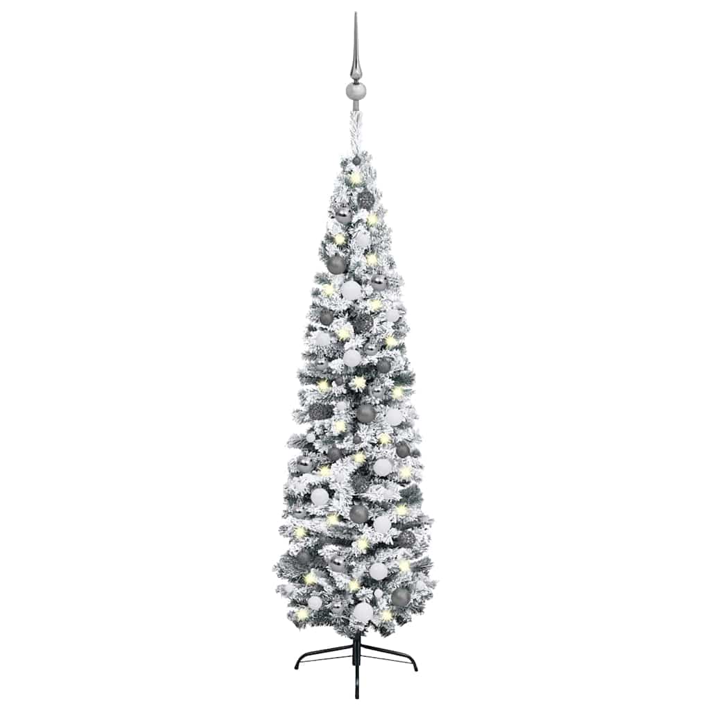 Slim Artificial Pre-lit Christmas Tree with Ball Set Green 94.5