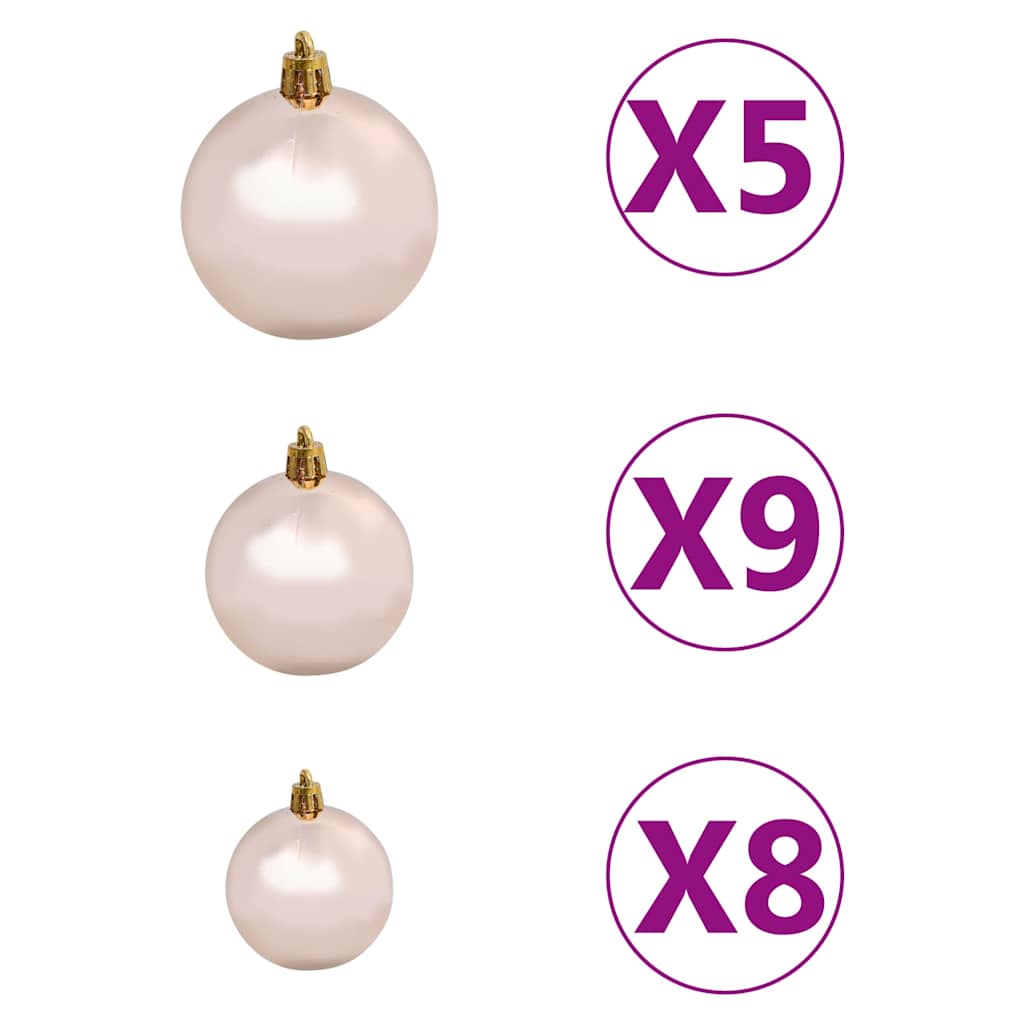 Corner Artificial Christmas Tree LEDs&Ball Set White 70.9" PVC