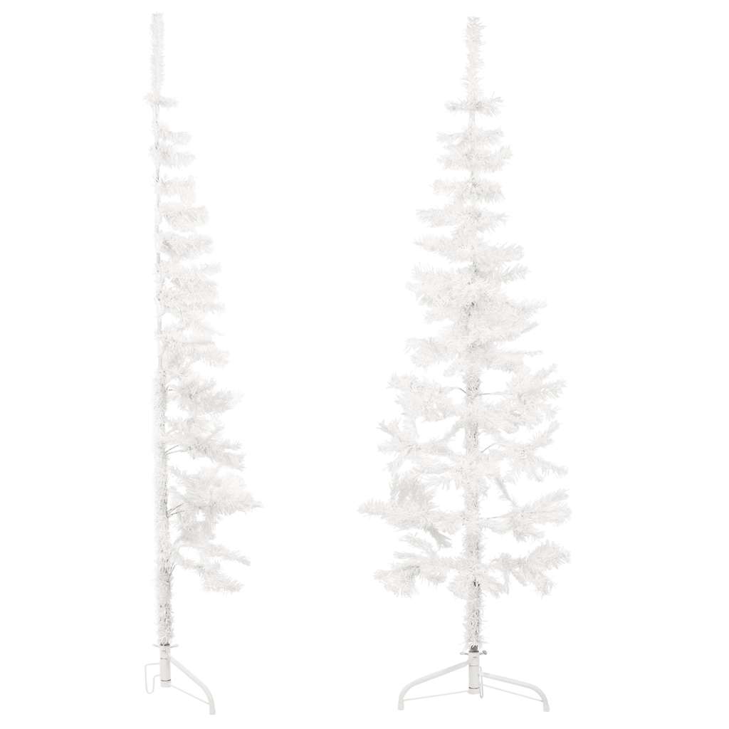 Slim Artificial Half Christmas Tree with Stand White 5 ft
