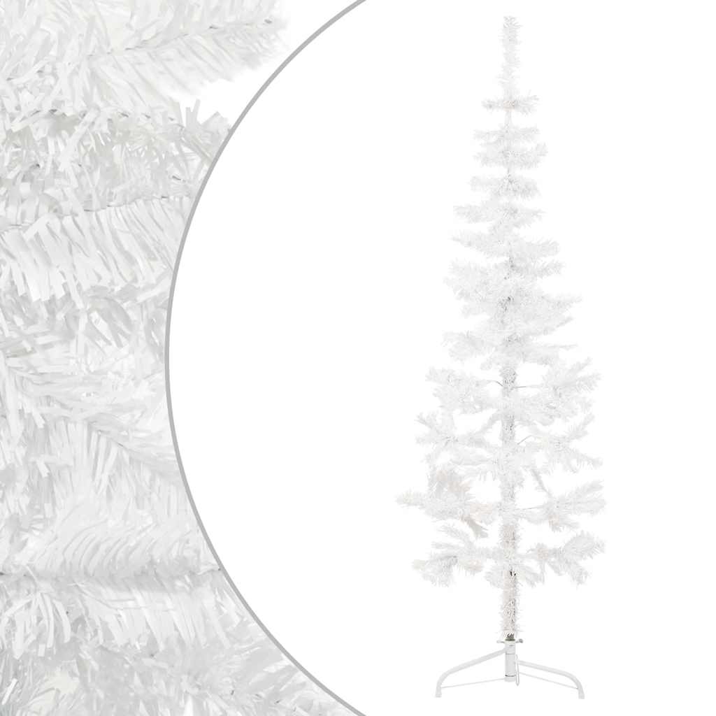 Slim Artificial Half Christmas Tree with Stand White 6 ft