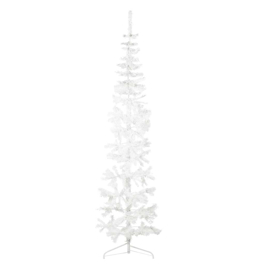 Slim Artificial Half Christmas Tree with Stand White 7 ft