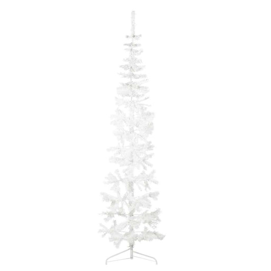 Slim Artificial Half Christmas Tree with Stand White 7 ft