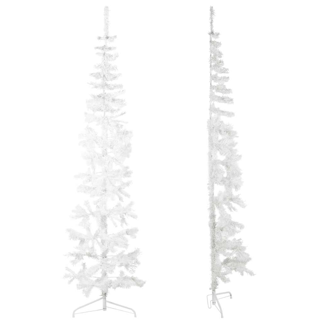 Slim Artificial Half Christmas Tree with Stand White 7 ft