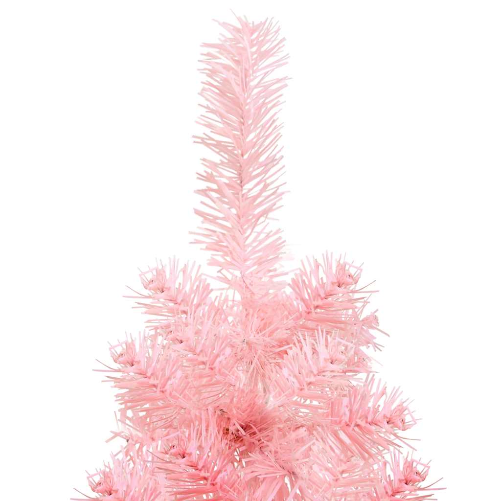 Slim Artificial Half Christmas Tree with Stand Pink 5 ft