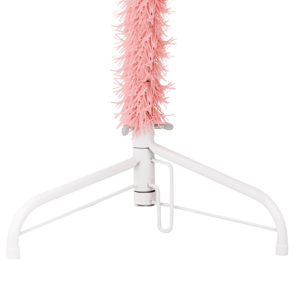 Slim Artificial Half Christmas Tree with Stand Pink 5 ft