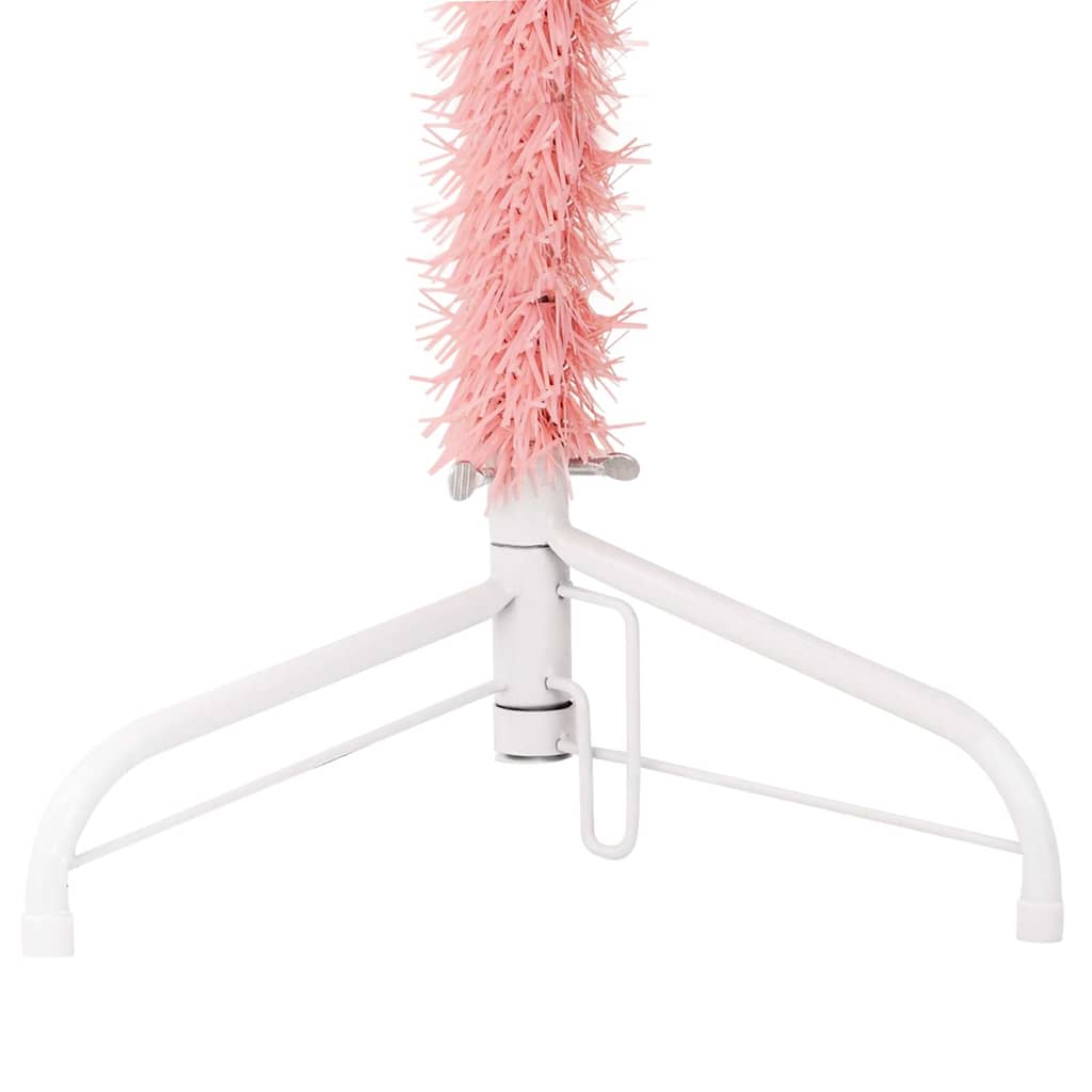 Slim Artificial Half Christmas Tree with Stand Pink 6 ft