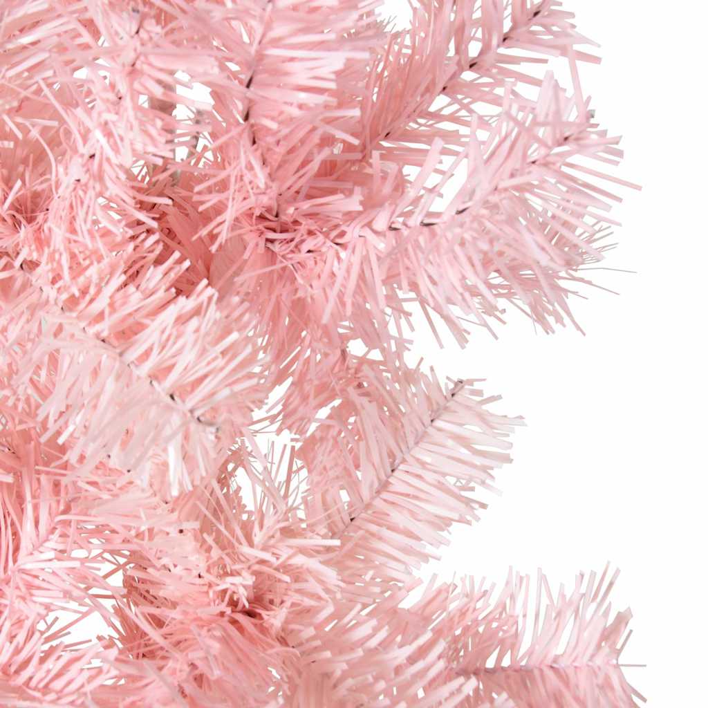 Slim Artificial Half Christmas Tree with Stand Pink 8 ft