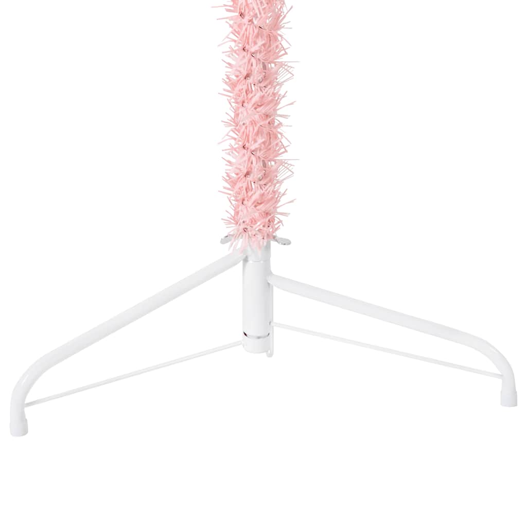 Slim Artificial Half Christmas Tree with Stand Pink 8 ft