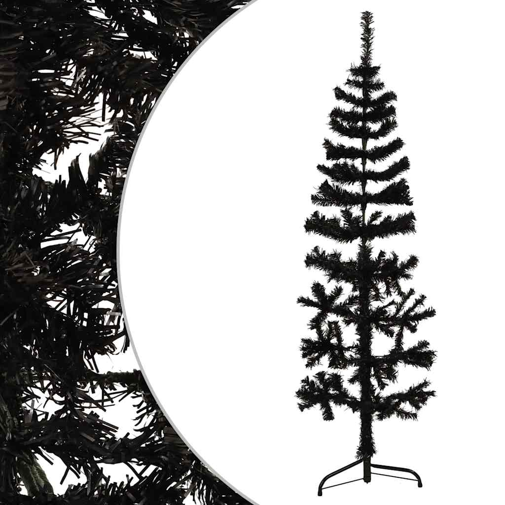 Slim Artificial Half Christmas Tree with Stand Black 5 ft