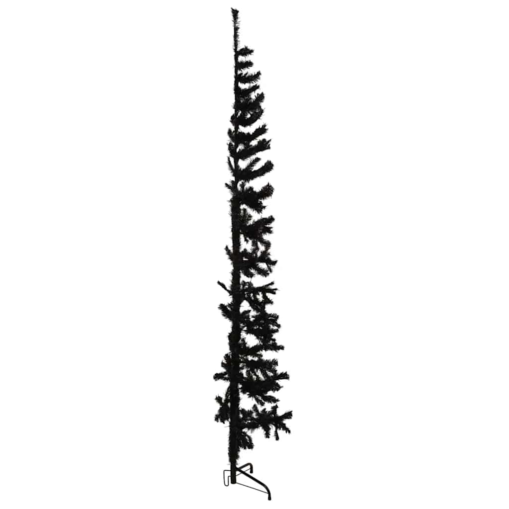 Slim Artificial Half Christmas Tree with Stand Black 8 ft