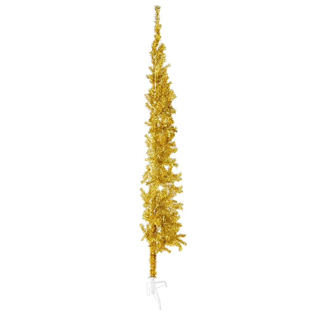 Slim Artificial Half Christmas Tree with Stand Gold 6 ft