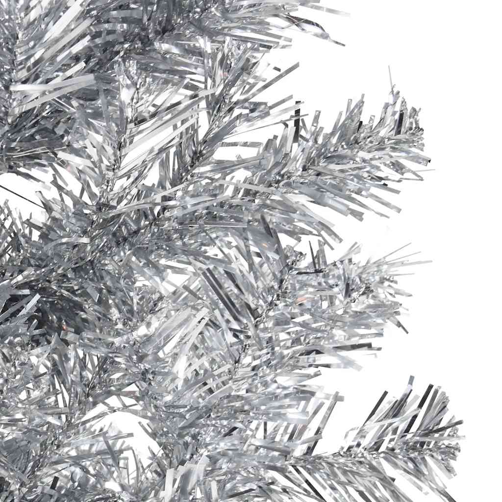 Slim Artificial Half Christmas Tree with Stand Silver 5 ft
