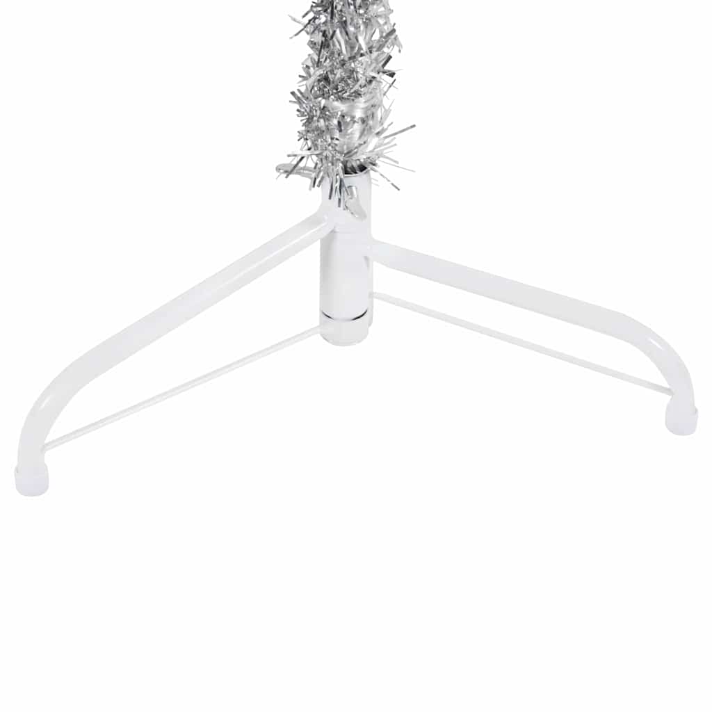 Slim Artificial Half Christmas Tree with Stand Silver 5 ft
