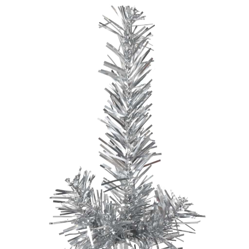 Slim Artificial Half Christmas Tree with Stand Silver 7 ft