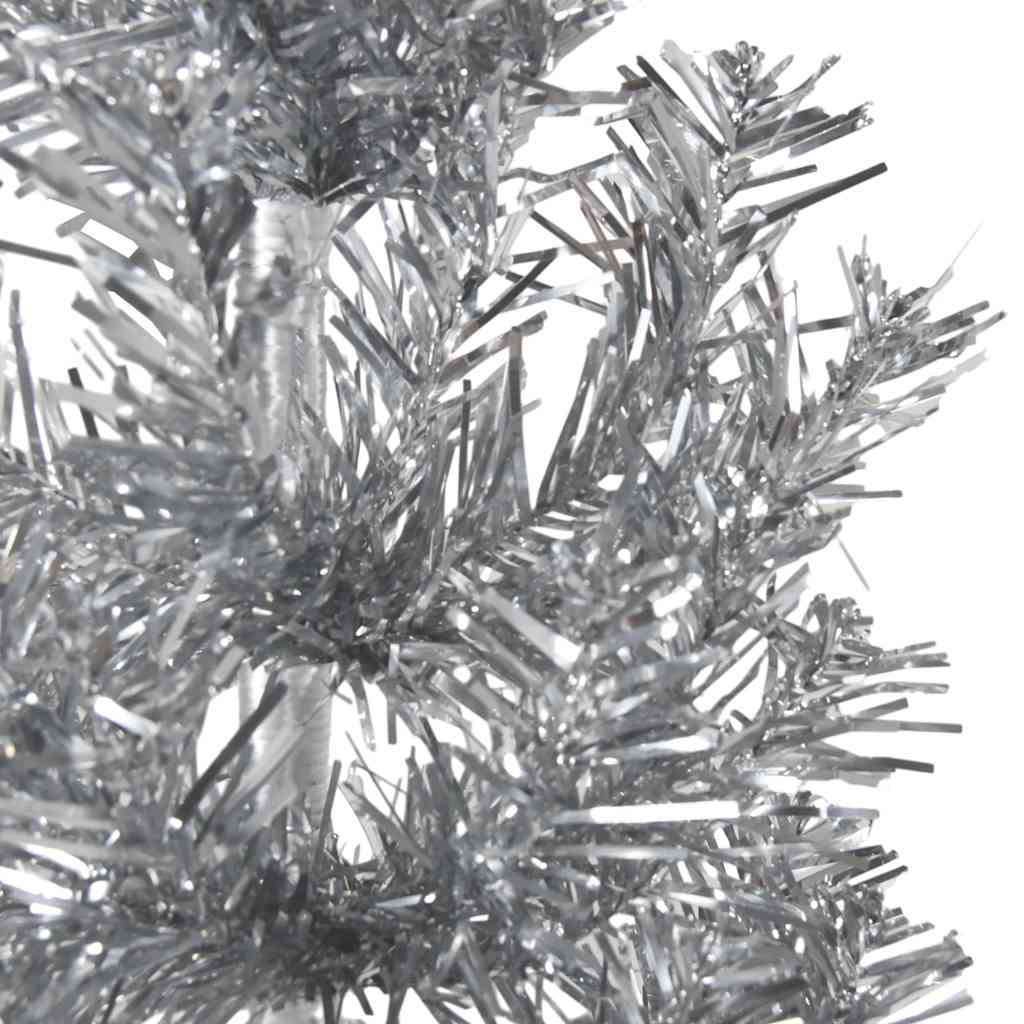 Slim Artificial Half Christmas Tree with Stand Silver 7 ft