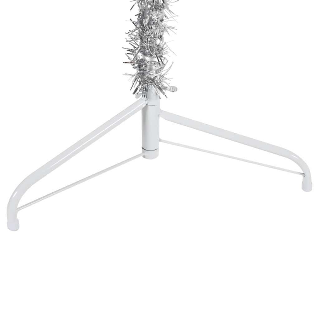 Slim Artificial Half Christmas Tree with Stand Silver 7 ft