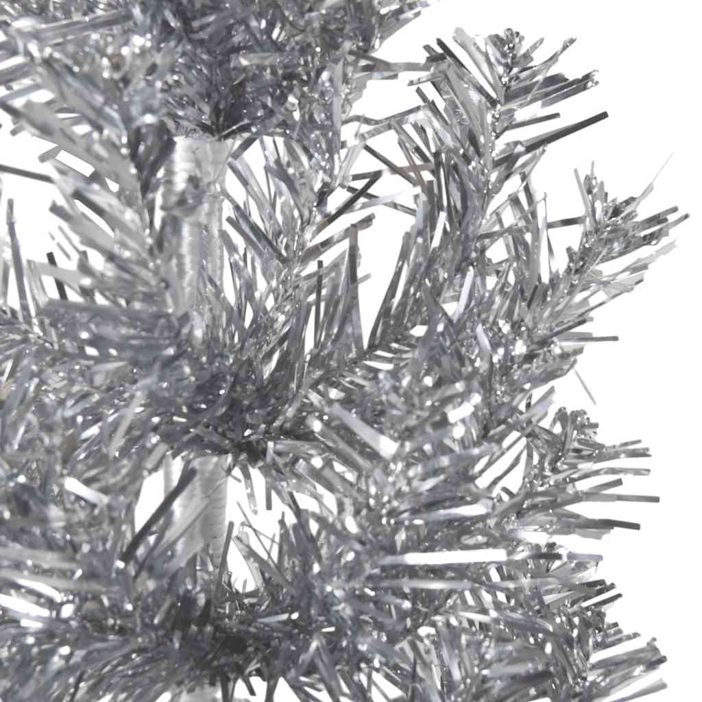Slim Artificial Half Christmas Tree with Stand Silver 8 ft