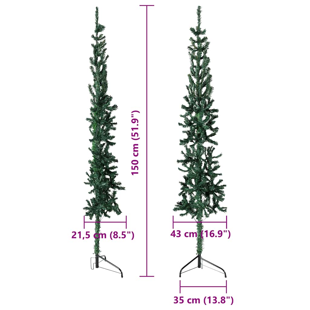 Slim Artificial Half Christmas Tree with Stand Green 5 ft