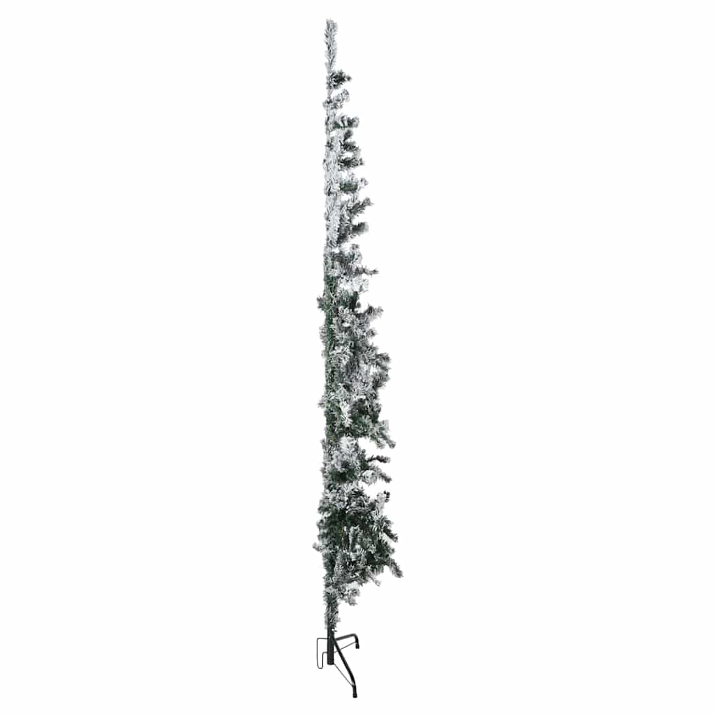 Slim Artificial Half Christmas Tree with Flocked Snow 8 ft