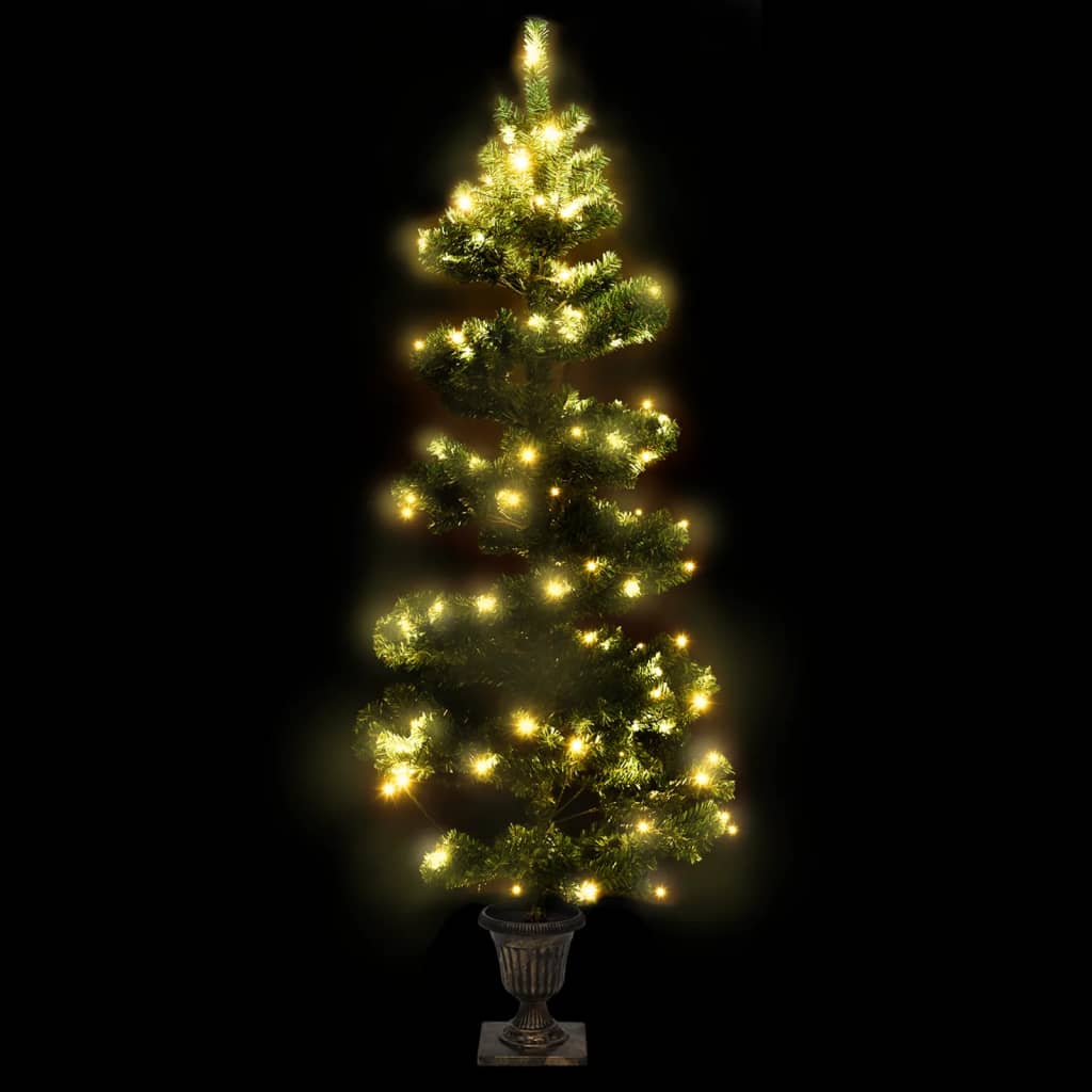 Swirl Pre-lit Christmas Tree with Pot Green 4 ft PVC