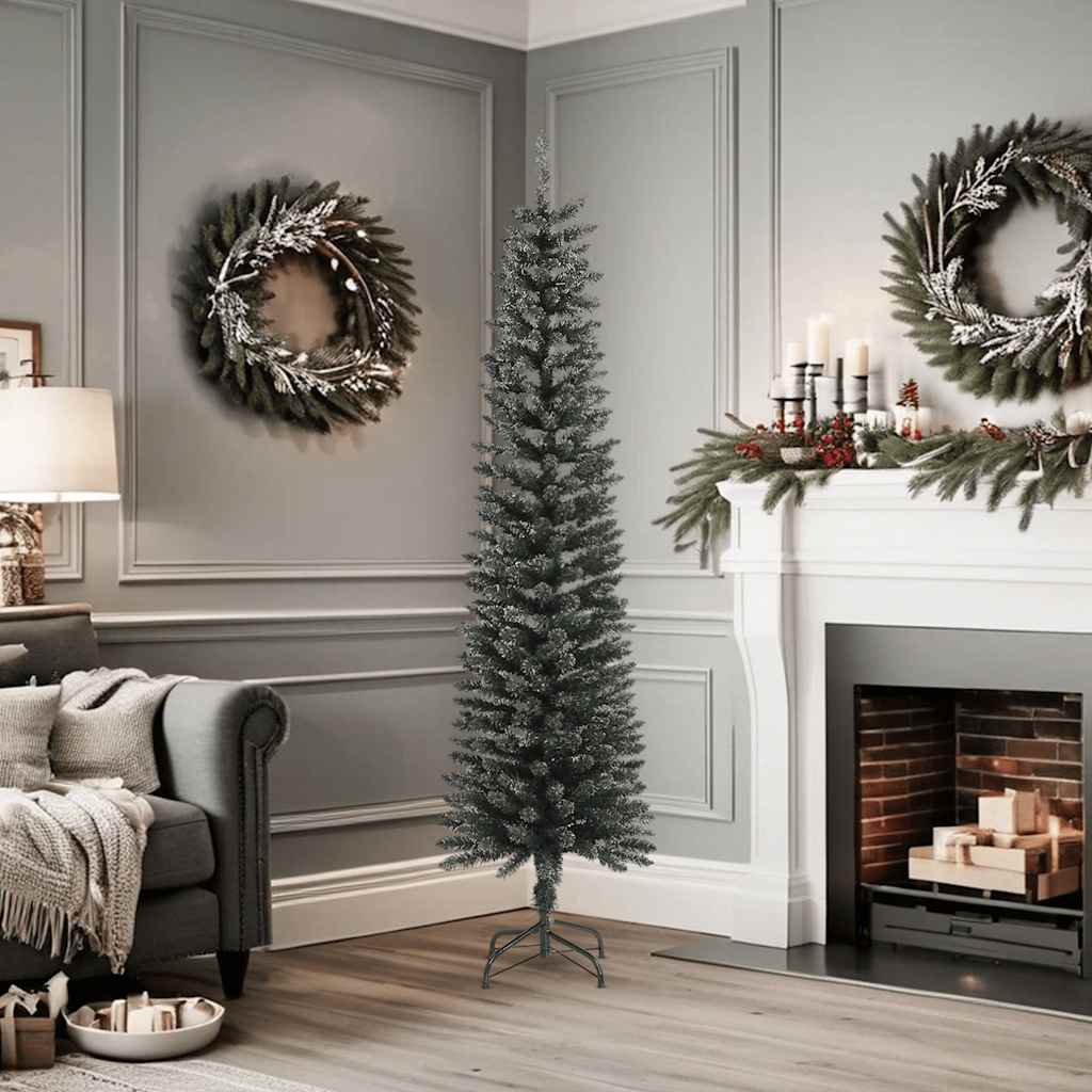 Artificial Slim Christmas Tree with Stand Green 6 ft PVC