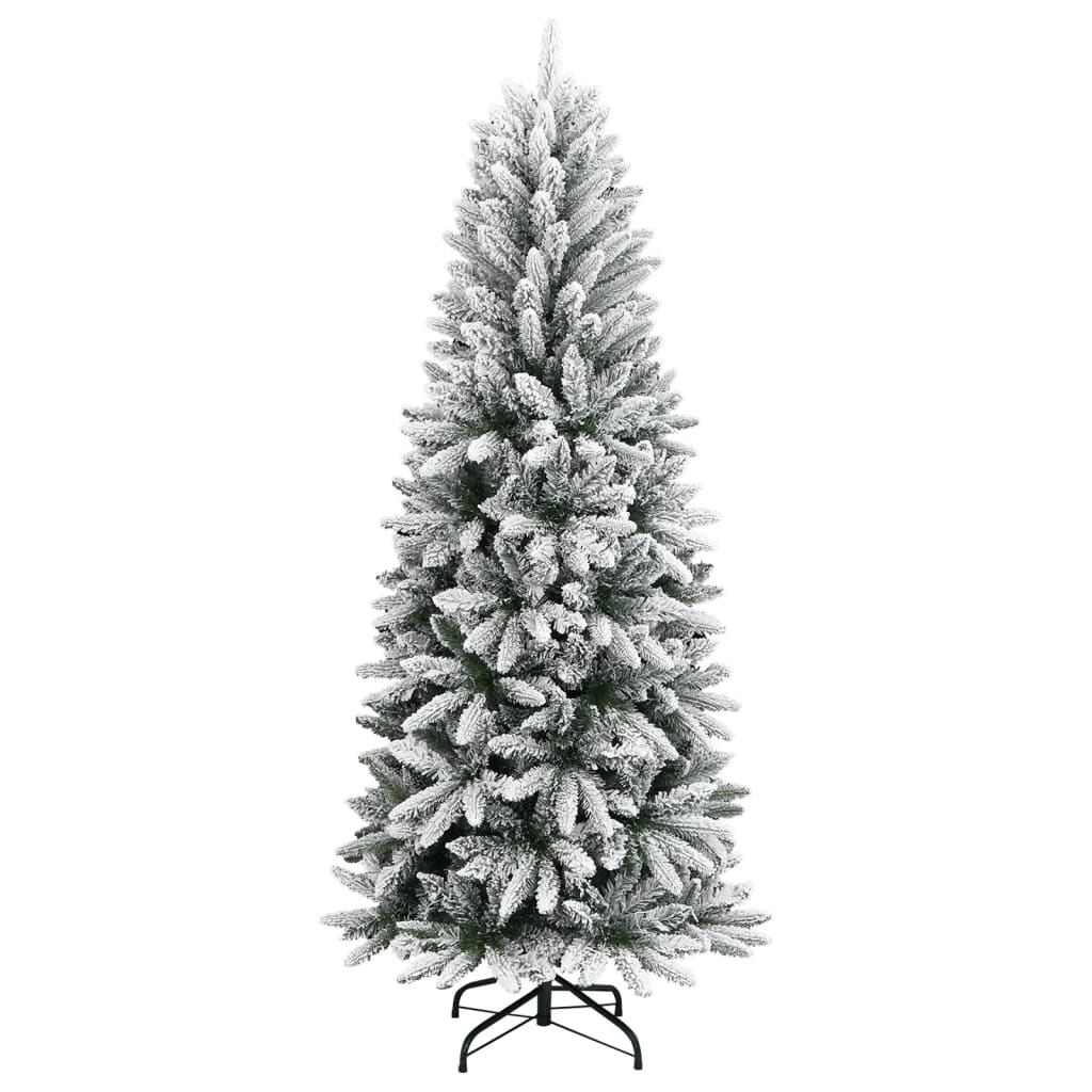 Hinged 5-Foot 9-Inch Artificial Christmas Tree with Flocked Snow