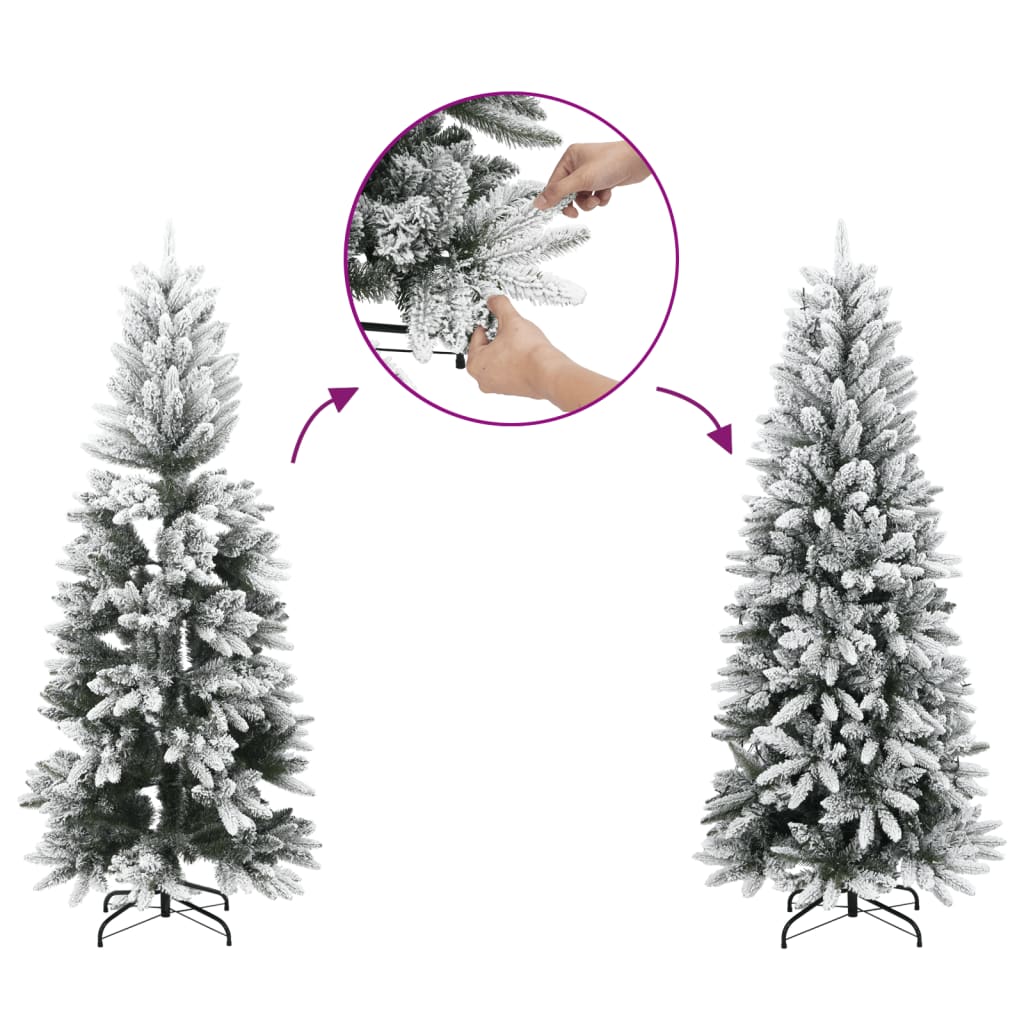 Hinged 5-Foot 9-Inch Artificial Christmas Tree with Flocked Snow