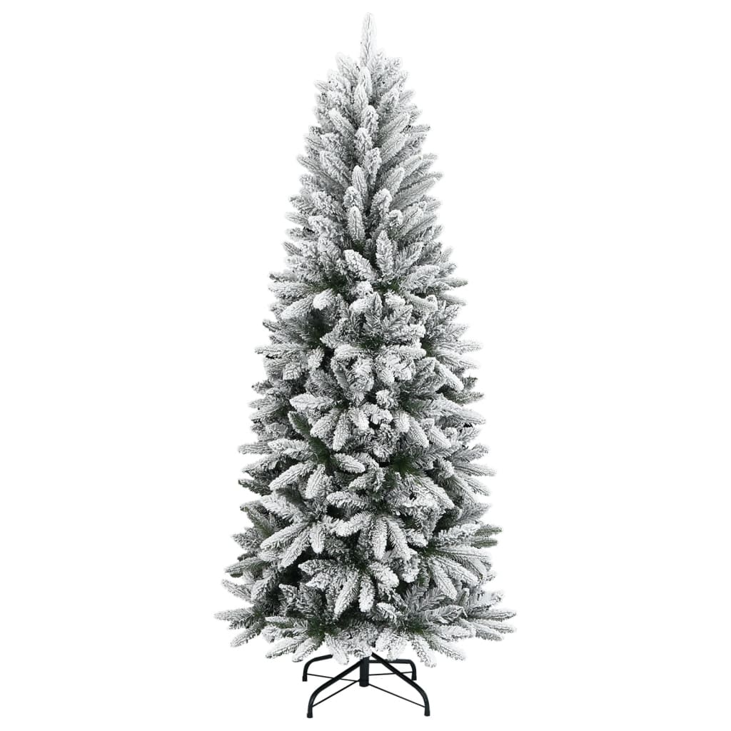 Hinged 6-Foot 8-Inch Artificial Christmas Tree with Flocked Snow