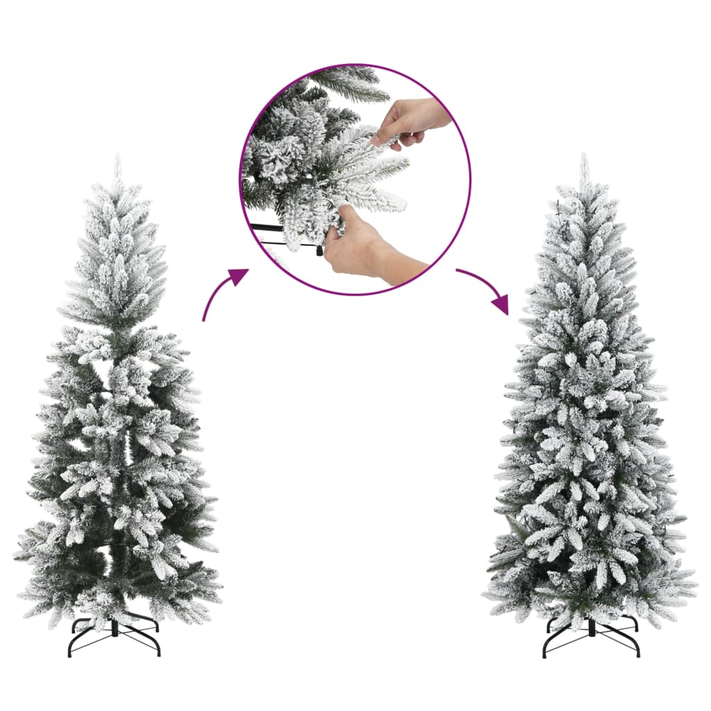 Hinged 6-Foot 8-Inch Artificial Christmas Tree with Flocked Snow