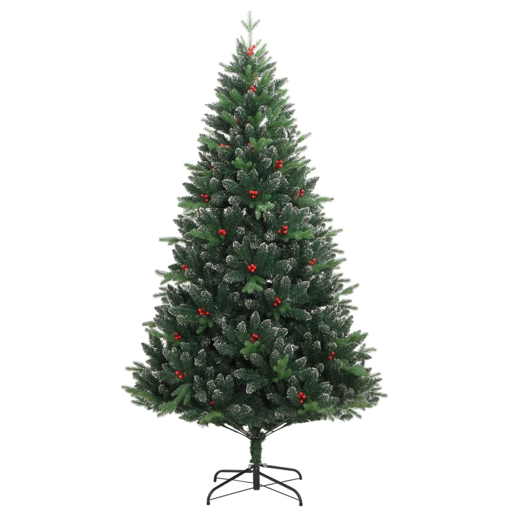 Artificial Hinged Christmas Tree with Red Berries 59.1"
