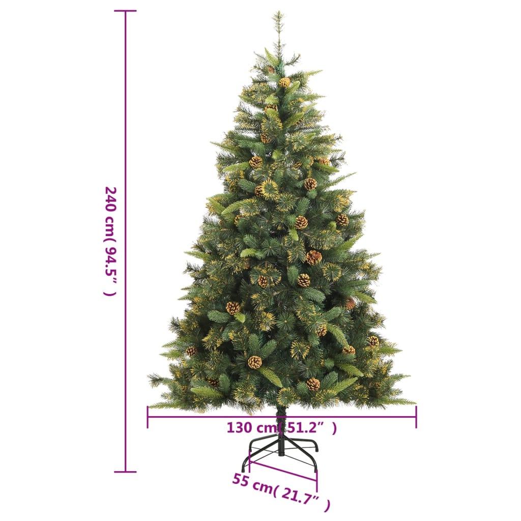 Artificial Hinged Christmas Tree with Cones 94.5"
