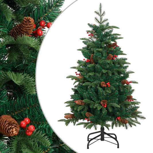 Artificial Hinged Christmas Tree with Cones and Berries 59.1"