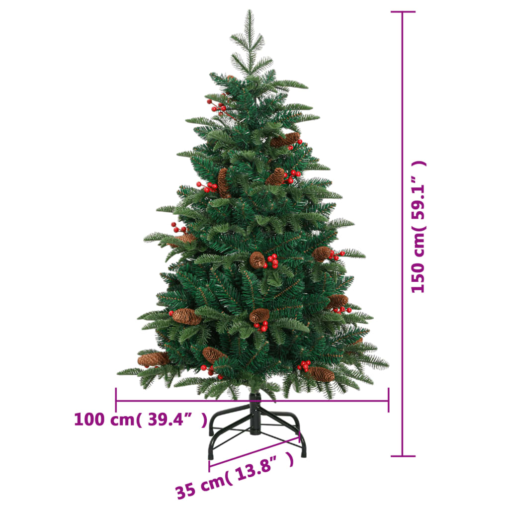 Artificial Hinged Christmas Tree with Cones and Berries 59.1"