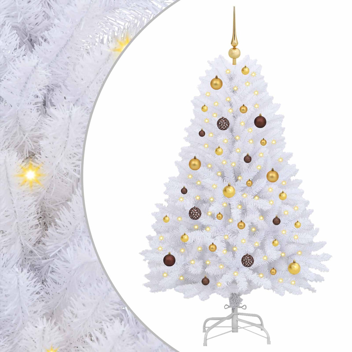 Artificial Hinged Christmas Tree White 31.50 x 31.50 x 59.06 in