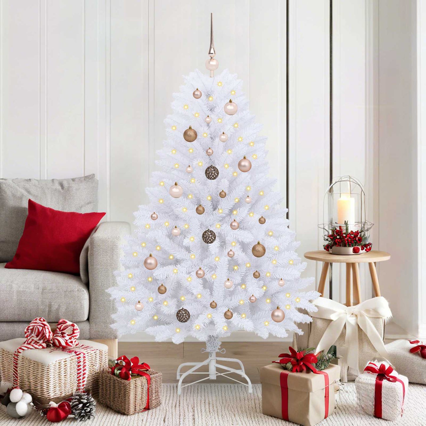 Artificial Hinged Christmas Tree White 31.50 x 31.50 x 59.06 in