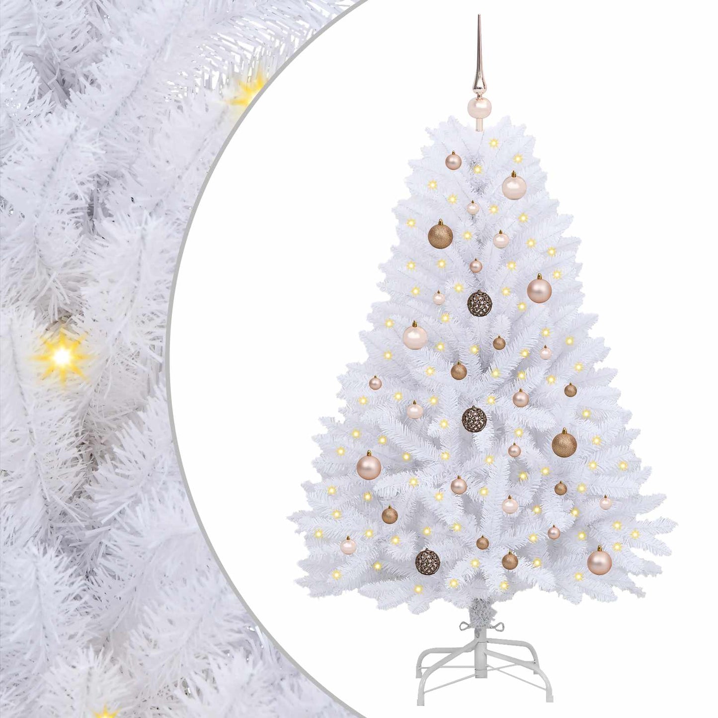 Artificial Hinged Christmas Tree White 31.50 x 31.50 x 59.06 in