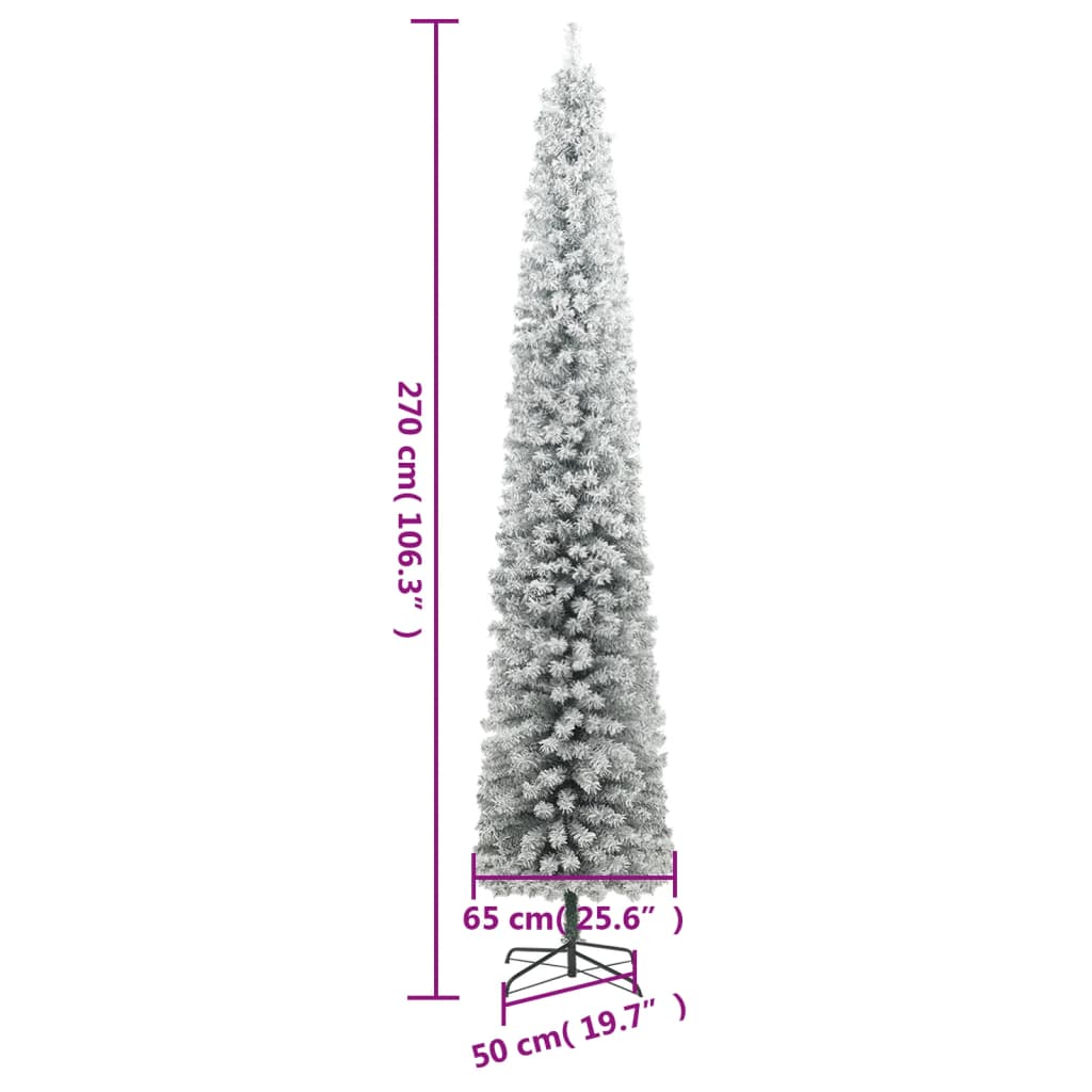 Slim Christmas Tree 300 LEDs & Flocked Snow 106.3