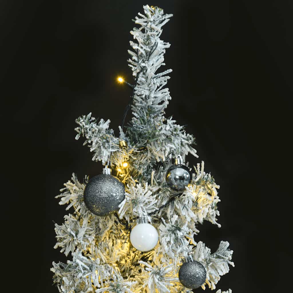 Slim Christmas Tree 300 LEDs & Ball Set & Flocked Snow 118.1