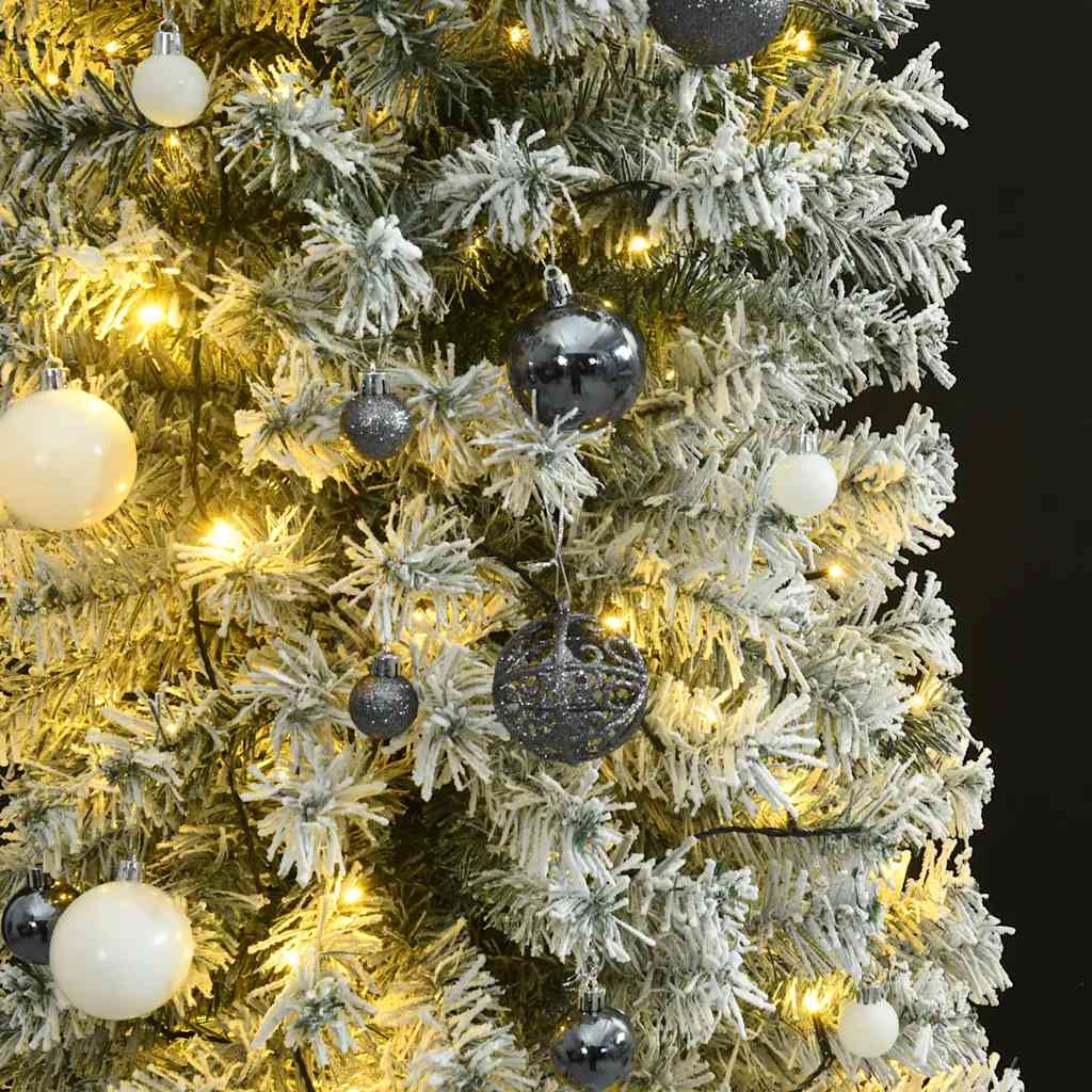 Slim Christmas Tree 300 LEDs & Ball Set & Flocked Snow 118.1