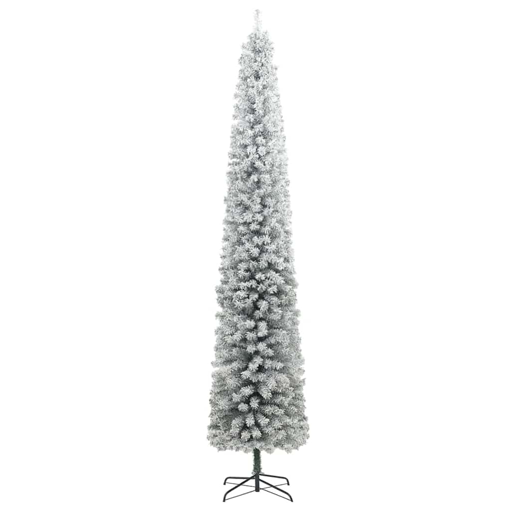 Slim Christmas Tree 300 LEDs & Ball Set & Flocked Snow 118.1