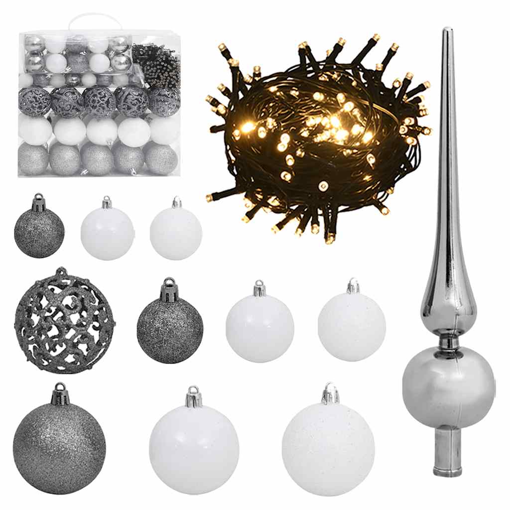 Slim Christmas Tree 300 LEDs & Ball Set & Flocked Snow 118.1