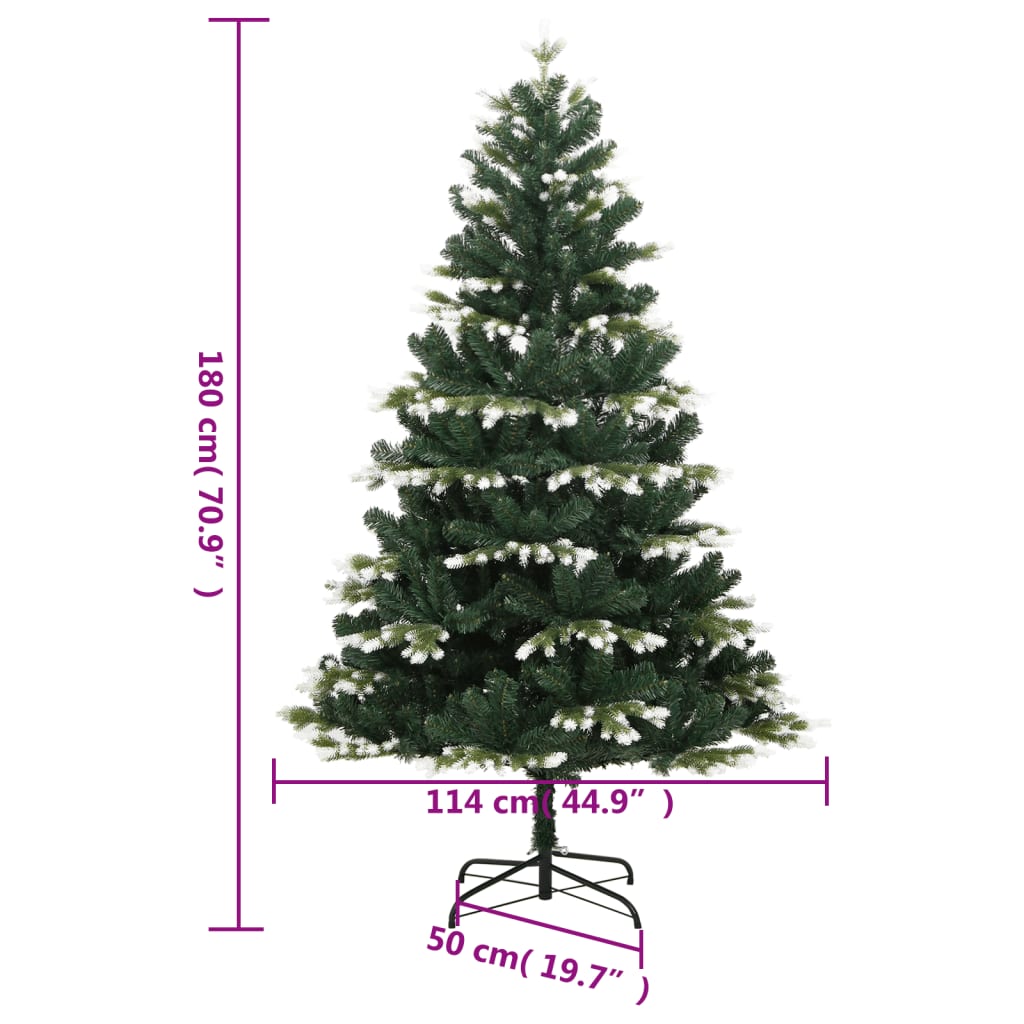 Artificial Hinged Christmas Tree 300 LEDs & Flocked Snow 70.9