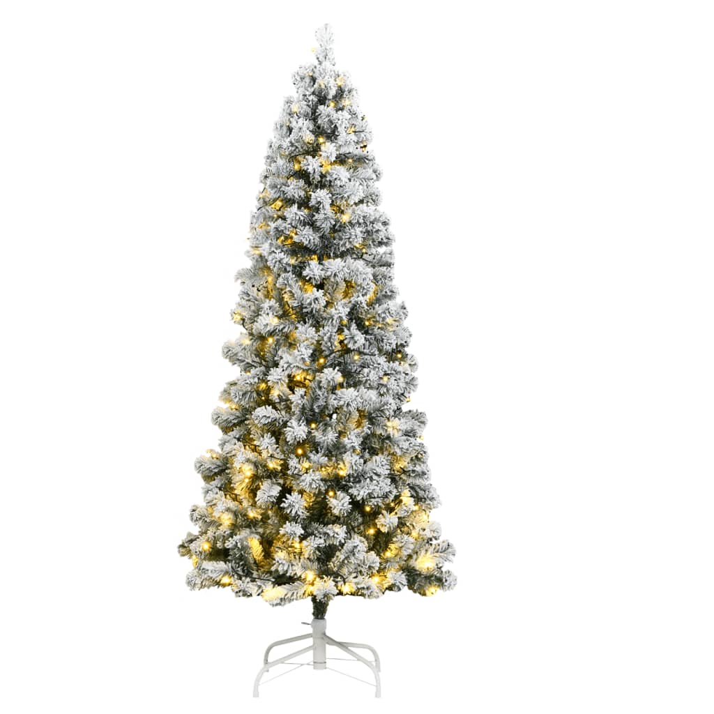 Artificial Hinged Christmas Tree 300 LEDs & Flocked Snow 70.9