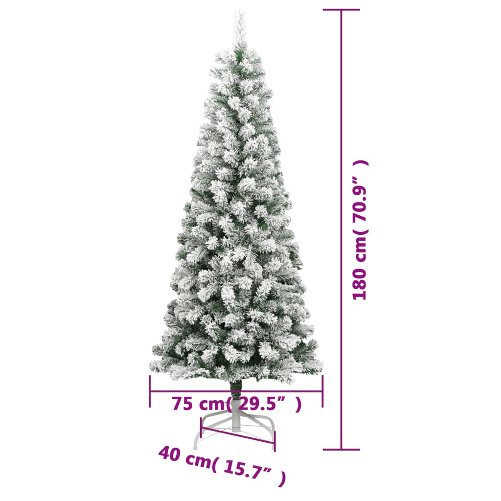 Artificial Hinged Christmas Tree 300 LEDs & Flocked Snow 70.9