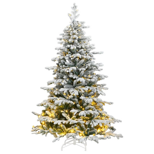 Artificial Hinged Christmas Tree 300 LEDs & Flocked Snow 70.9